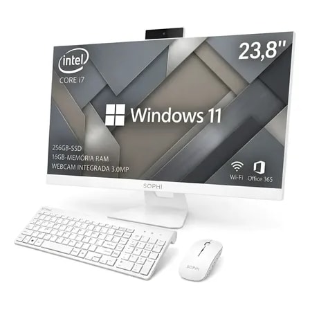 Imagem do Computador Intel I7 All In One 16gb Ssd 256gb 23 8pol Webcam Branco 127 220v