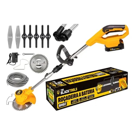 Imagem do Aparador Cortador De Grama Rocadeira A Bateria Bivolt 21v 110v 220v Amarelo