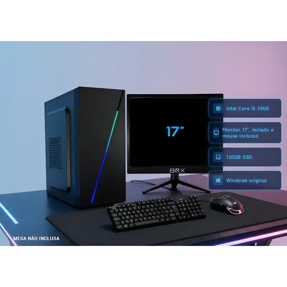 Imagem do Kit Computador Monitor 17 Teclado Mouse Escritorio Trabalho 120 Gb 8 Gb Intel Core I5 2400 De 2 Geracao