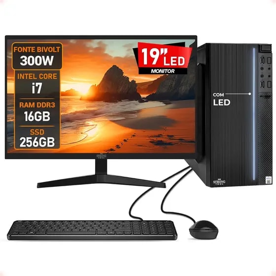 Imagem do Pc Completo Intel I7 16gb Ssd 256gb Monitor 19 Led 300w L2f