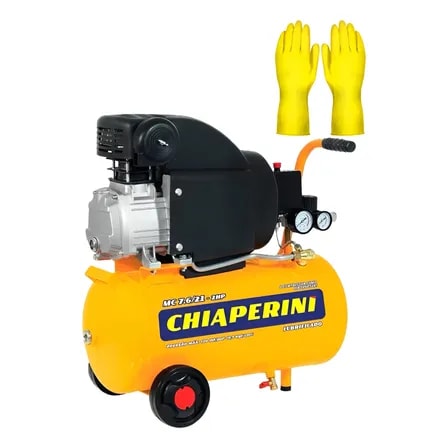 Imagem do Compressor Ar Chiaperini 21 Litros Pulverizar Pintar Lavar Amarelo 127v 60 Monofasica