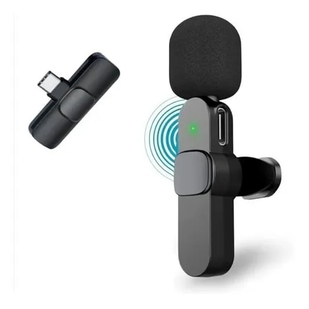 Imagem do Microfone Sem Fio Lapela K9 Type C Preto Para Gravar Videos E Podcast