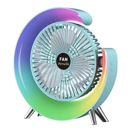 Imagem do Ventilador Pequeno Com Luz Usb Recarregavel Silencioso Verde Claro