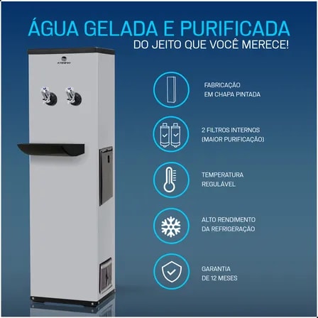 Imagem do Bebedouro De Agua Industrial De Coluna Karina Cor Cinza 220v