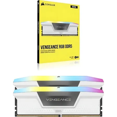 Imagem do Memoria Branca Ddr5 Corsair Vengeance Rgb 32gb 2x16 6000mh