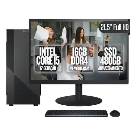 Imagem do Pc Completo Bluepc Task I5 6 16gb Ddr4 Ssd 480gb Monitor 21 16 Gb 480 Gb