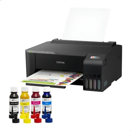 Imagem do Impressora Sublimatica Com Wi Fi Epson Kit 4 Cores Jetink A4 Preto 127 220v