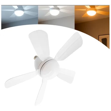 Imagem do Ventilador De Teto Com Lampada Led Bivolt Vt02 E27 42 Cm 50 60 Hz Branco 127 220v Plastico 6
