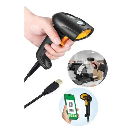 Imagem do Leitor De Codigo De Barras 1d 2d Laser Qrcode Boleto Com Fio 110v 220v Preto Usb