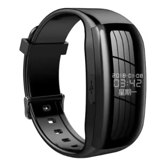 Imagem do Relogio Espiao Gravador De Voz Digital 8gb Esportivo Preto Preto Mesh