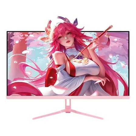 Imagem do Monitor 24 Led Rosa Ips 200hz 1ms Alto Falante Freesyng Rosa Claro 127 220v