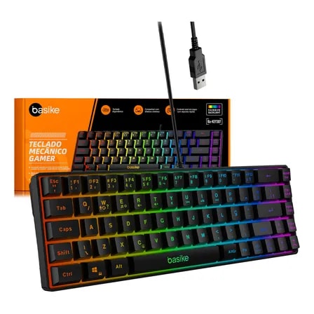 Imagem do Teclado Computador Usb Teclado Rgb Rainbow Backlight Sem Teclado Numerico Layout Qwerty Teclado Escritorio Compativel Portugues Brasil
