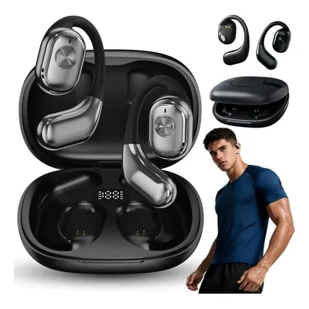 Imagem do Fone De Ouvido Bluetooth Sem Fio Open Ear Conducao Ossea Preto