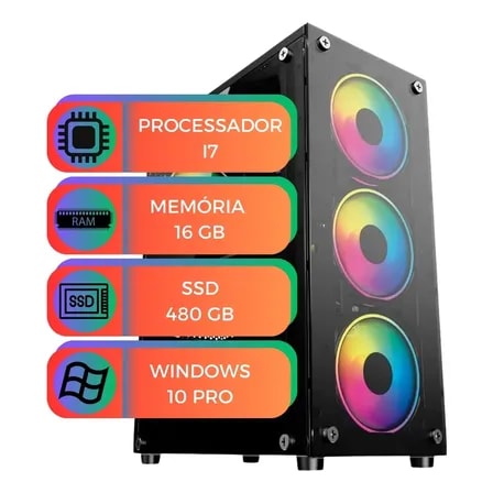 Imagem do Pc Gamer Multipc Intel I7 16gb Ram Ssd 480 Win 11 Pro Bivolt 16 Gb