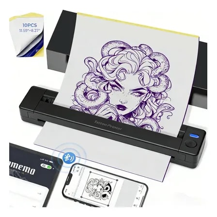 Imagem do Impressora Portatil Decalque Tatto Bluetooth A4 Ios Android Preto 127 220v