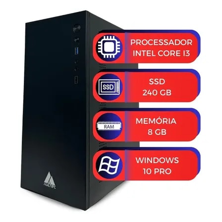Imagem do Pc Computador I3 Multipc 8gb Ram 240 Ssd Win10 Pro Office Capacidade De Memoria Ram 8 Gb Capacidade Do Disco 240 Gb Placa Grafica Integrada