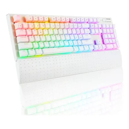 Imagem do 100 Teclado Mecanico Gamer Rgb Abnt 2 Com Suporte De Pulso Branco Portugues Brasil