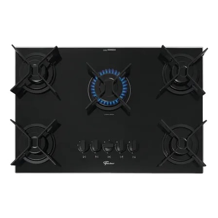 Imagem do Cooktop A Gas Fischer 5 Bocas Fit Line Trempe Iron Preto 127 220v