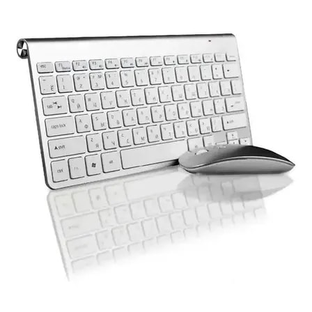 Imagem do Kit Mouse Teclado Sem Fio Pc Note Compacto Wirelles Abnt2 Mouse Branco Teclado Branco