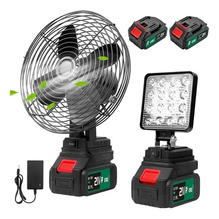 Imagem do Kit 2 Ventilador De Mesa Portatil Lanterna De Trabalho Led Preto