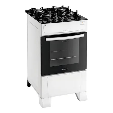 Imagem do Fogao 4 Bocas Atlas Monaco Top Glass Acendimento Automatico Cor Branco 127 220v