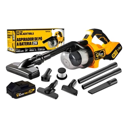 Imagem do Aspirador De Po Vertical 2 Em 1 Sem Fio Portatil 4000mah 21v Amarelo E Preto