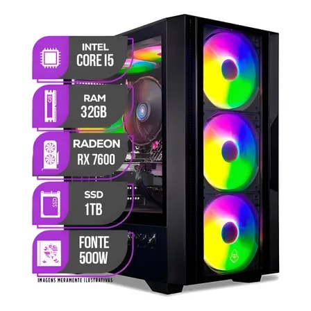 Imagem do Pc Gamer Mcl Mancer Intel I5 10400f Rx 7600 32gb Ssd 1tb 1 Tb 32 Gb Rx 7600 8gb