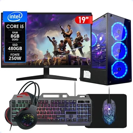 Imagem do Gamer Pc Completo Intel I5 8gb Ssd 480gb Mon 19 Strong Tech 480 Gb 8 Gb