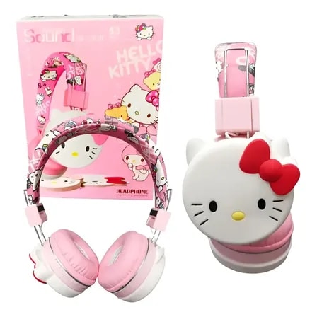 Imagem do Fone De Ouvido Hello Kitty Sanrio Sem Fio Bluetooth Headset Branco Rosa Vermelho