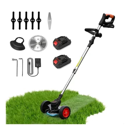Imagem do Aparador De Grama Portatil 2 Baterias Acessorios Rodinha 127 220v Preto