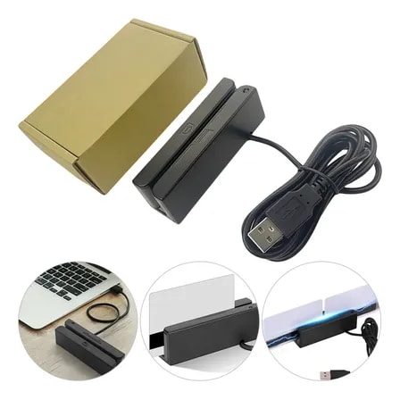Imagem do Leitor De Cartao Magnetico 3 Vias Barras Com Interface Usb Preto