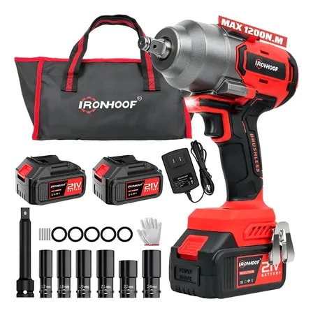 Imagem do Chave De Impacto Bateria 1200nm Profissional Brushless Vermelho 110 127 220v 60hz