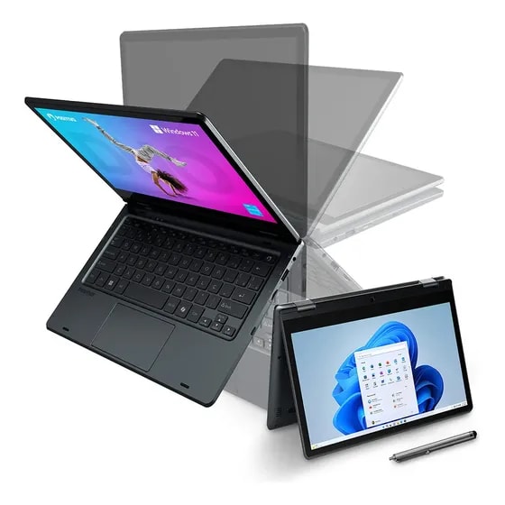 Imagem do Notebook 2 Em 1 Positivo Duo Intel Celeron N4500 4gb Ram 128gb De Armazenamento Tela 11 Hd Ips Touch Com Caneta Capacitiva Windows 11 Home Cinza C4128e
