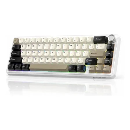 Imagem do Teclado Gamer Sem Fio Attack Shark X66 Anti Ghosting 65 Rgb Branco Creme Portugues Brasil