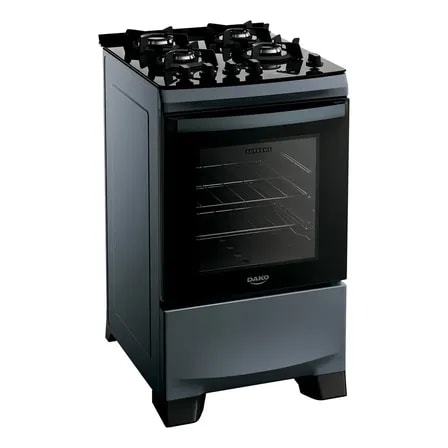 Imagem do Fogao 4 Bocas A Gas Dako Supreme Timer Glass Com Mesa De Vidro E Forno 60l Titanium Titanio 127 220v