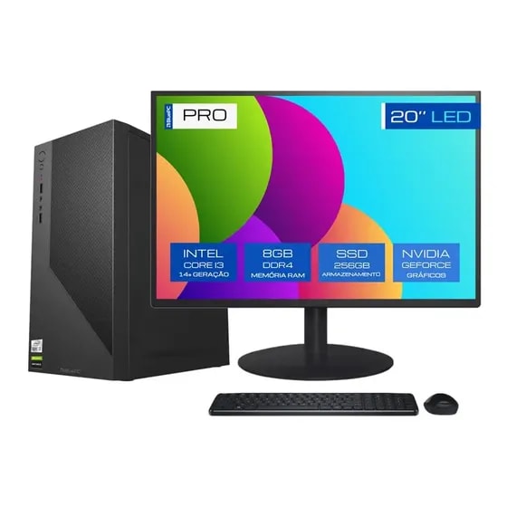 Imagem do Computador Completo Bluepc Pro Intel Core I3 14100f 14 Geracao 8gb Ddr4 Ssd 256gb Graficos Geforce Fonte 500w Windows 11 Pro Monitor Led 20 Cdbp Pro306