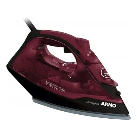 Imagem do Ferro A Vapor Arno Ultragliss Com Base Durilium Airglide Fmv Vinho Preto 220v