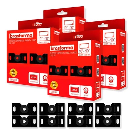 Imagem do Kit 4 Suporte Tv Fixo Universal Led Smart 10 A 90 Brasforma