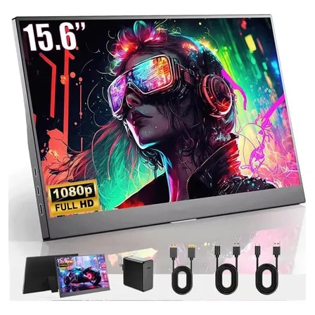 Imagem do Monitor Portatil 15 6 1080p Full Hd 60hz Ips Monitor Gamer Com Hdmi Usb Ultra Slim Fino Compativel Com 4k Monitor Pc