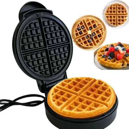 Imagem do Maquina Waffle Eletrica Redonda Profissional Panqueca 18cm Preto 220v