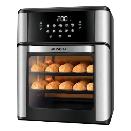 Imagem do Fritadeira Air Fryer Forno Mondial Afon 12l Bi 12l 220v Preto Inox 220v