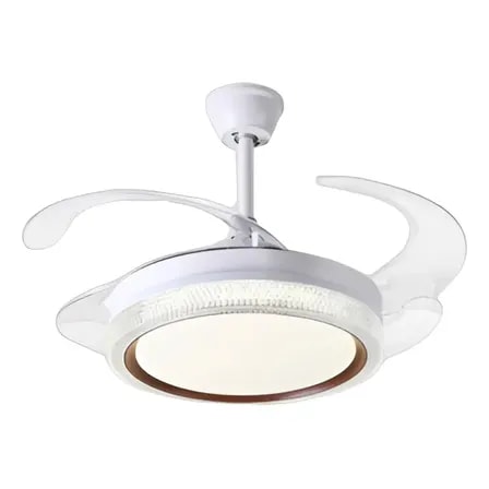 Imagem do Ventilador De Teto Retratil Led Moderno Lumicor Controle Dc Branco E Dourado