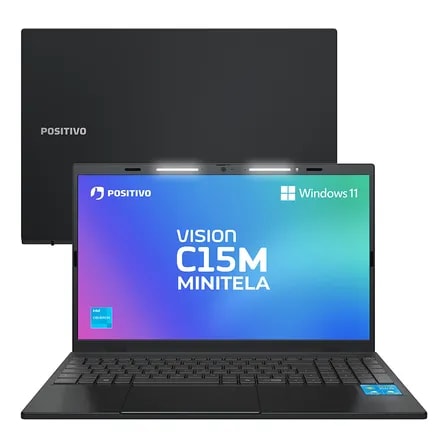 Imagem do Notebook Positivo Vision C15m Intel Celeron N4500 Windows 11 Home 8gb Ram 128gb Emmc Tela 15 Full Hd Ips Antirreflexo Minitela E Tecla Copilot Permite Upgrade De Memoria Ssd Cinza
