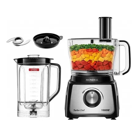 Imagem do Multiprocessador Turbo Chef 3 Em 1 Mondial Preto 1000w Mpn 02 Be 220v