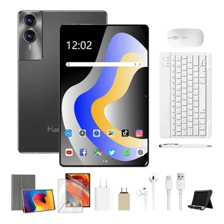 Imagem do Tablet Hancdon 12 8 Polegadas Android 14 16gb Ram 512gb Deca Core Camera 48mp Wifi 5g Bateria 8800mah Teclado E Mouse Bluetooth Preto