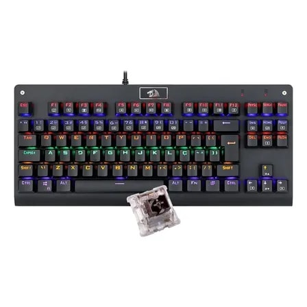 Imagem do Teclado Mecanico Gamer Redragon Dark Avenger Rainbow Usb Rgb Preto Portugues Brasil