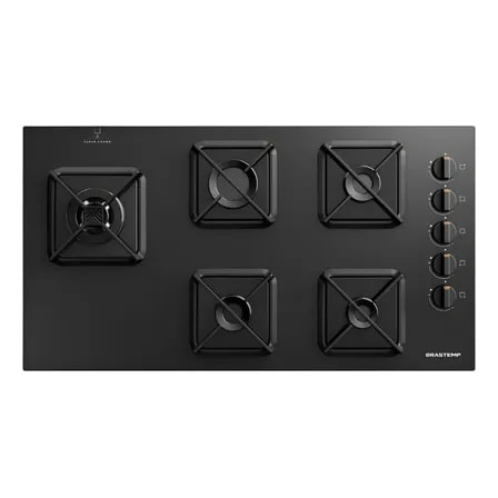 Imagem do Cooktop 5 Bocas A Gas Brastemp Com Grades De Ferro Fundido Bds85ae Preto 127 220v