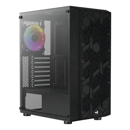 Imagem do Gabinete Gamer Aerocool Hive Frgb Mid Tower Lateral De Vidro Cor Preto