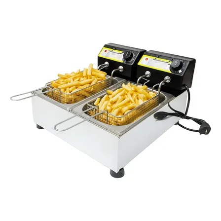 Imagem do Fritadeira Eletrica Oleo Cuba Dupla Total 6 Litros Economica Prateado 220v