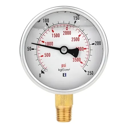 Imagem do Manometro Inox Glicerina 0 250 Bar Vertical 1 4 Visor 63mm